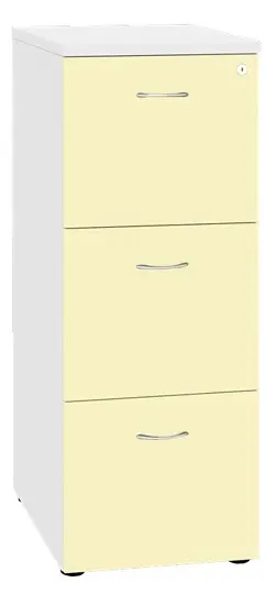 LKR - 3  dřevěná kartotéka A4, 3-zásuvková, centrální zámek, korpus bílá/čílka vanilka sollé